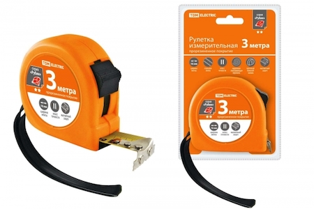TDM ELECTRIC SQ1018-0105 Рулетка, длина 3 м, стальная лента, ширина 16 мм, прорезиненное покрытие, магнит, "Рубин" TDM